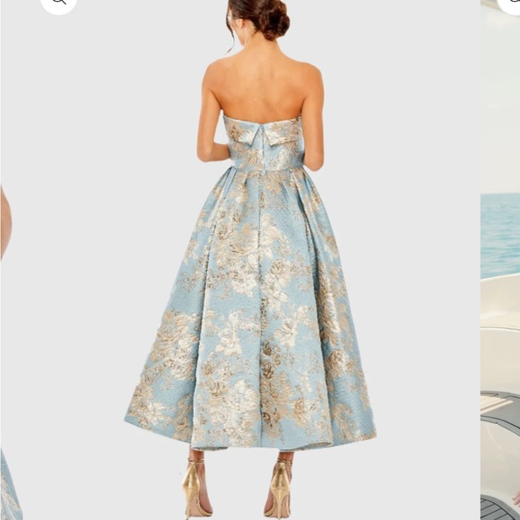 NEW Mac Duggal Strapless Brocade Midi Dress - Picture 15 of 16